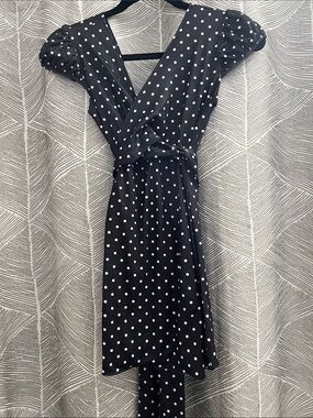 Women's Black Polka Dot Wrap Dress